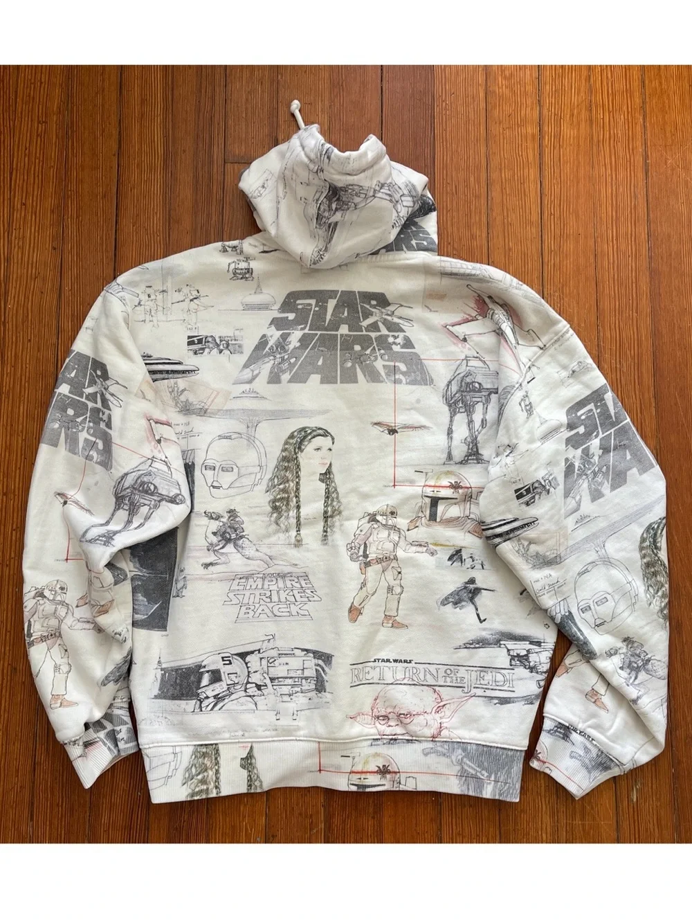 KITH x Star Wars Sketches Hoodie in White Box Logo Drawing Art Sweatshirt
